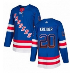 Mens Adidas New York Rangers 20 Chris Kreider Authentic Royal Blue Drift Fashion NHL Jersey 