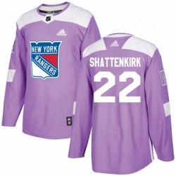 Mens Adidas New York Rangers 22 Kevin Shattenkirk Authentic Purple Fights Cancer Practice NHL Jersey 