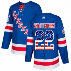 Mens Adidas New York Rangers 22 Kevin Shattenkirk Authentic Royal Blue USA Flag Fashion NHL Jersey 