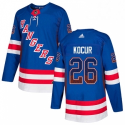 Mens Adidas New York Rangers 26 Joe Kocur Authentic Royal Blue Drift Fashion NHL Jersey 