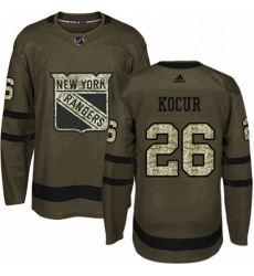 Mens Adidas New York Rangers 26 Joe Kocur Premier Green Salute to Service NHL Jersey 