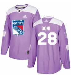 Mens Adidas New York Rangers 28 Tie Domi Authentic Purple Fights Cancer Practice NHL Jersey 