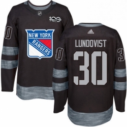 Mens Adidas New York Rangers 30 Henrik Lundqvist Authentic Black 1917 2017 100th Anniversary NHL Jersey 