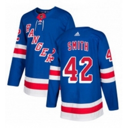 Mens Adidas New York Rangers 42 Brendan Smith Authentic Royal Blue Home NHL Jersey 