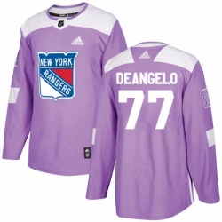 Mens Adidas New York Rangers 77 Anthony DeAngelo Authentic Purple Fights Cancer Practice NHL Jersey 