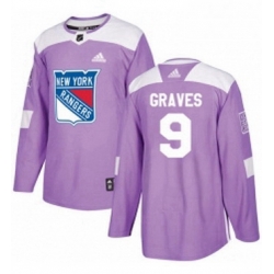 Mens Adidas New York Rangers 9 Adam Graves Authentic Purple Fights Cancer Practice NHL Jersey 