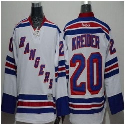 New York Rangers #20 Chris Kreider White Road Stitched NHL Jersey