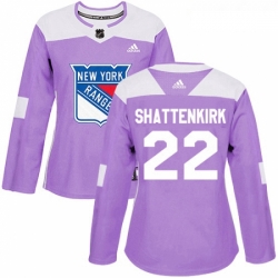 Womens Adidas New York Rangers 22 Kevin Shattenkirk Authentic Purple Fights Cancer Practice NHL Jersey 