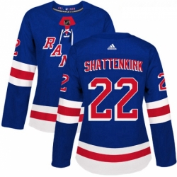 Womens Adidas New York Rangers 22 Kevin Shattenkirk Authentic Royal Blue Home NHL Jersey 