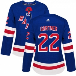 Womens Adidas New York Rangers 22 Mike Gartner Authentic Royal Blue Home NHL Jersey 