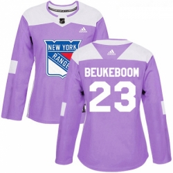 Womens Adidas New York Rangers 23 Jeff Beukeboom Authentic Purple Fights Cancer Practice NHL Jersey 