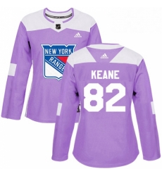 Womens Adidas New York Rangers 82 Joey Keane Authentic Purple Fights Cancer Practice NHL Jersey 