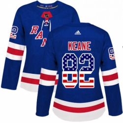 Womens Adidas New York Rangers 82 Joey Keane Authentic Royal Blue USA Flag Fashion NHL Jersey 