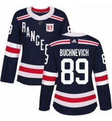 Womens Adidas New York Rangers 89 Pavel Buchnevich Authentic Navy Blue 2018 Winter Classic NHL Jersey 