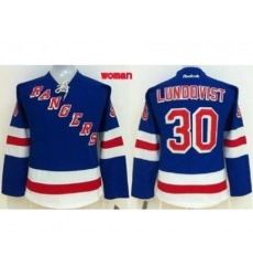 Women's New York Rangers #30 Henrik Lundqvist Blue Home Stitched NHL Jersey