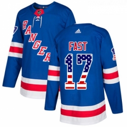 Youth Adidas New York Rangers 17 Jesper Fast Authentic Royal Blue USA Flag Fashion NHL Jersey 