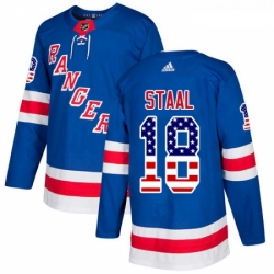 Youth Adidas New York Rangers 18 Marc Staal Authentic Royal Blue USA Flag Fashion NHL Jersey 