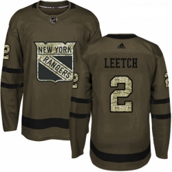 Youth Adidas New York Rangers 2 Brian Leetch Authentic Green Salute to Service NHL Jersey 