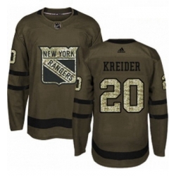 Youth Adidas New York Rangers 20 Chris Kreider Authentic Green Salute to Service NHL Jersey 