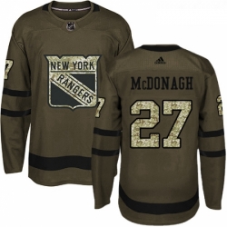 Youth Adidas New York Rangers 27 Ryan McDonagh Authentic Green Salute to Service NHL Jersey 