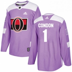 Mens Adidas Ottawa Senators 1 Mike Condon Authentic Purple Fights Cancer Practice NHL Jersey 