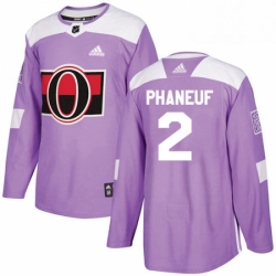 Mens Adidas Ottawa Senators 2 Dion Phaneuf Authentic Purple Fights Cancer Practice NHL Jersey 