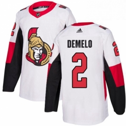 Mens Adidas Ottawa Senators 2 Dylan DeMelo Authentic White Away NHL Jersey 