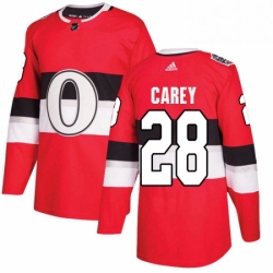 Mens Adidas Ottawa Senators 28 Paul Carey Authentic Red 2017 100 Classic NHL Jersey 