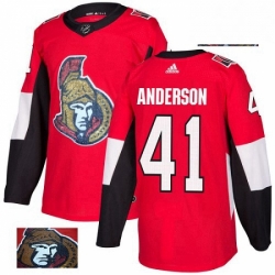 Mens Adidas Ottawa Senators 41 Craig Anderson Authentic Red Fashion Gold NHL Jersey 