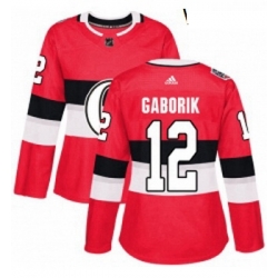 Womens Adidas Ottawa Senators 12 Marian Gaborik Authentic Red 2017 100 Classic NHL Jersey 