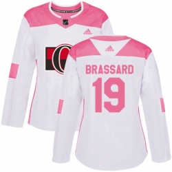 Womens Adidas Ottawa Senators 19 Derick Brassard Authentic WhitePink Fashion NHL Jersey 