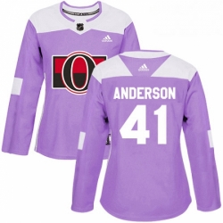 Womens Adidas Ottawa Senators 41 Craig Anderson Authentic Purple Fights Cancer Practice NHL Jersey 