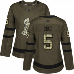 Womens Adidas Ottawa Senators 5 Cody Ceci Authentic Green Salute to Service NHL Jersey 