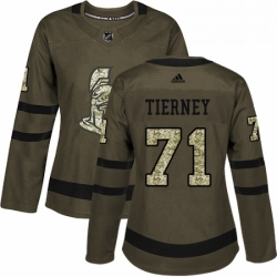 Womens Adidas Ottawa Senators 71 Chris Tierney Authentic Green Salute to Service NHL Jersey 