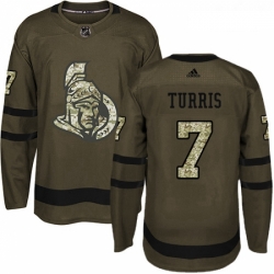 Youth Adidas Ottawa Senators 7 Kyle Turris Premier Green Salute to Service NHL Jersey 