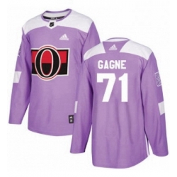 Youth Adidas Ottawa Senators 71 Gabriel Gagne Authentic Purple Fights Cancer Practice NHL Jersey 
