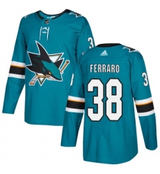 Men San Jose Sharks 38 Mario Ferraro Adidas Home Authentic Teal Jersey