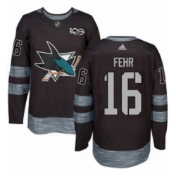 Mens Adidas San Jose Sharks 16 Eric Fehr Authentic Black 1917 2017 100th Anniversary NHL Jerse