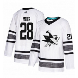 Mens Adidas San Jose Sharks 28 Timo Meier White 2019 All Star Game Parley Authentic Stitched NHL Jersey 