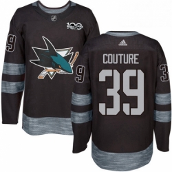 Mens Adidas San Jose Sharks 39 Logan Couture Premier Black 1917 2017 100th Anniversary NHL Jersey 