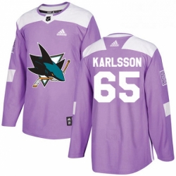 Mens Adidas San Jose Sharks 65 Erik Karlsson Authentic Purple Fights Cancer Practice NHL Jersey 