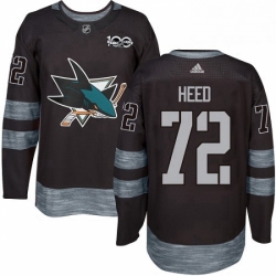 Mens Adidas San Jose Sharks 72 Tim Heed Authentic Black 1917 2017 100th Anniversary NHL Jersey 