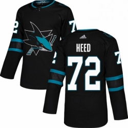 Mens Adidas San Jose Sharks 72 Tim Heed Premier Black Alternate NHL Jersey 