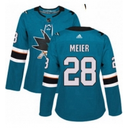 Womens Adidas San Jose Sharks 28 Timo Meier Authentic Teal Green Home NHL Jersey 