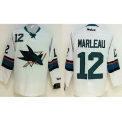 Kids San Jose Sharks 12 Patrick Marleau White NHL Hockey Jersey New Style