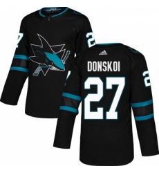 Youth Adidas San Jose Sharks 27 Joonas Donskoi Premier Black Alternate NHL Jersey 