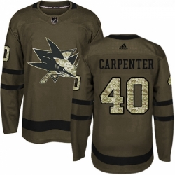 Youth Adidas San Jose Sharks 40 Ryan Carpenter Premier Green Salute to Service NHL Jersey 