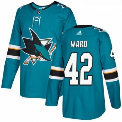 Youth Adidas San Jose Sharks 42 Joel Ward Premier Teal Green Home NHL Jersey 