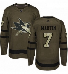 Youth Adidas San Jose Sharks 7 Paul Martin Premier Green Salute to Service NHL Jersey 