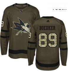 Youth Adidas San Jose Sharks 89 Mikkel Boedker Premier Green Salute to Service NHL Jersey 